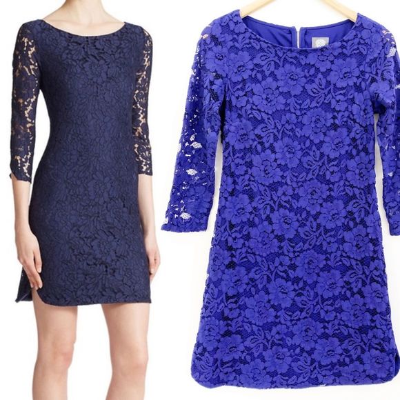 Vince Camuto Dresses & Skirts - Vince Camuto Lace Shift Shirttail Dress Royal Blue